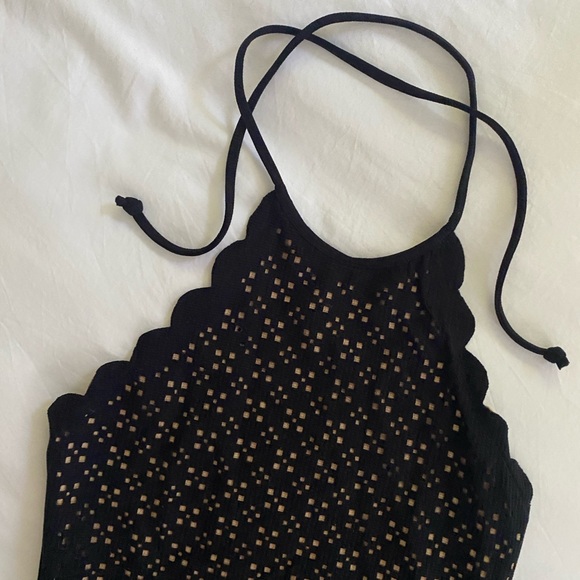 Marysia One Piece Black Mott Maillot Halter Lasercut Size M - Picture 4 of 5